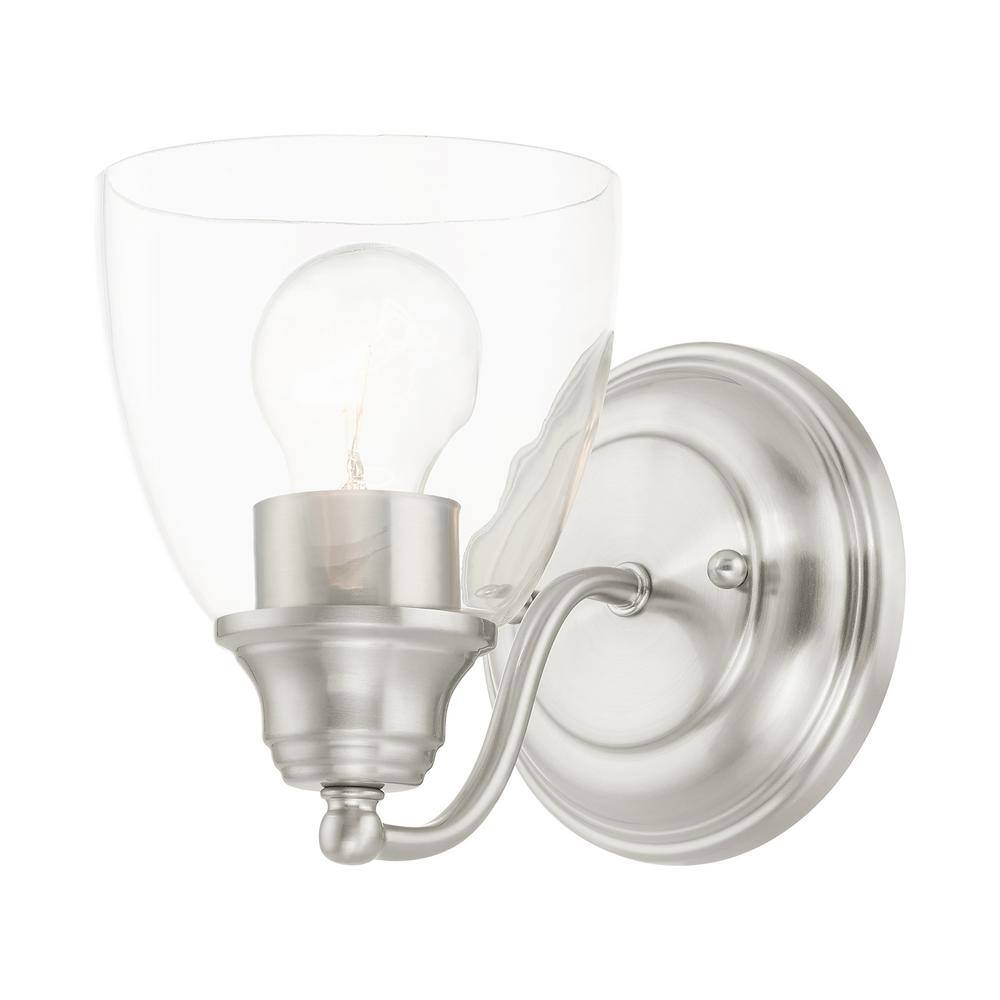 Montgomery 7'' Brushed Nickel Dimmable Vanity Sconce with Clear Glass