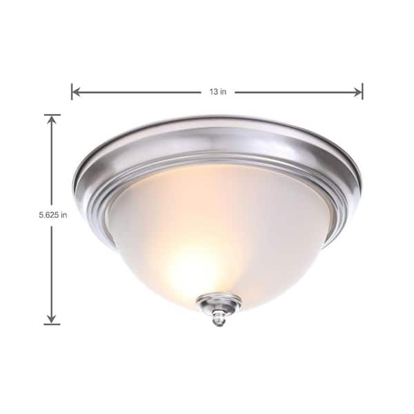 Commercial Electric 13 in. 2 Light Brushed Nickel Flush Mount 8