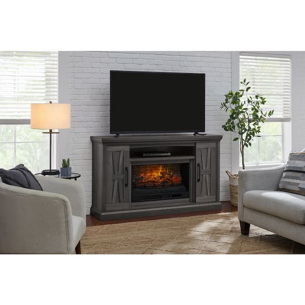 StyleWell Chelsea 62 in. Freestanding Electric Fireplace TV Stand in Gray Fawn Aged Oak