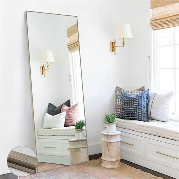 Dovelina 64.17 in. X 21.26 in.Oversized Modern Metal Framed Beveled Glass Full Length Standing Mirror