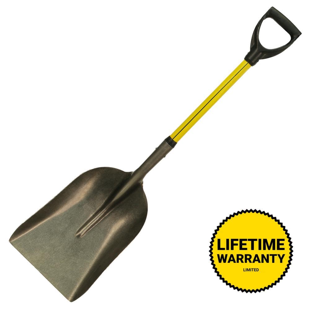 27 in. Classic Fiberglass Eastern Scoop Shovel with Heavy-Duty Steel Blade and D-Grip Handle