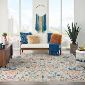 Passion Ivory/Multi 7 ft. x 10 ft. Floral Transitional Area Rug