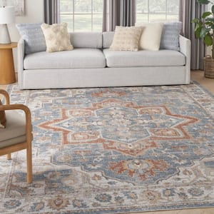 Astra Machine Washable Denim Multi 9 ft. x 12 ft. Distressed Traditional Area Rug