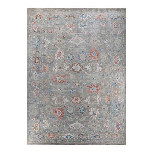 Solo Rugs Oushak One-of-a-Kind Traditional Gray 10 ft. x 14 ft. Hand Knotted Tribal Area Rug