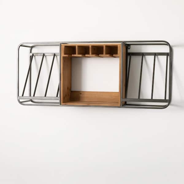 SULLIVANS 40.5" x 16.5" Six-Bottle Wine Rack and Stemware Storage Shelf