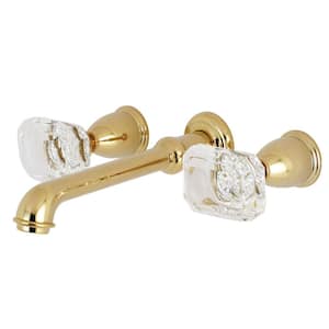 Krystal Onyx 2-Handle Wall-Mount Roman Tub Faucet Filler in Polished Brass