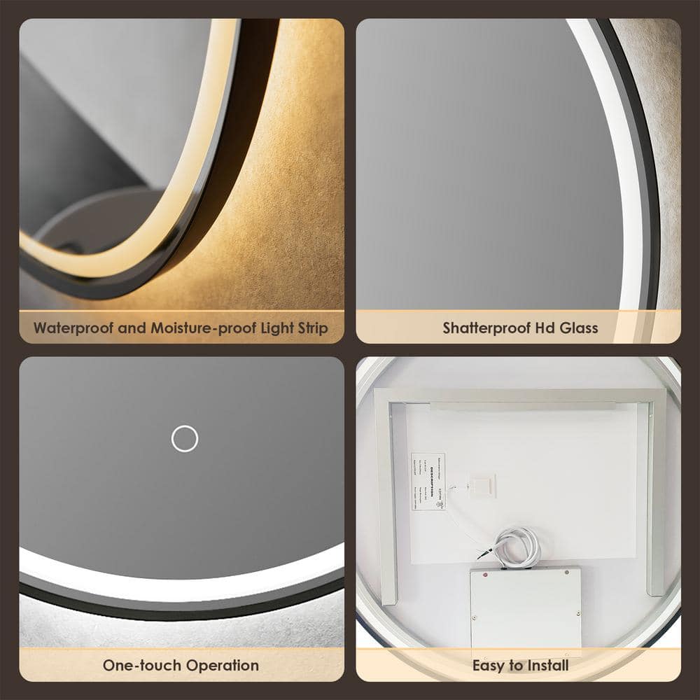 Round Silver and Gold LED Bathroom Vanity Mirror