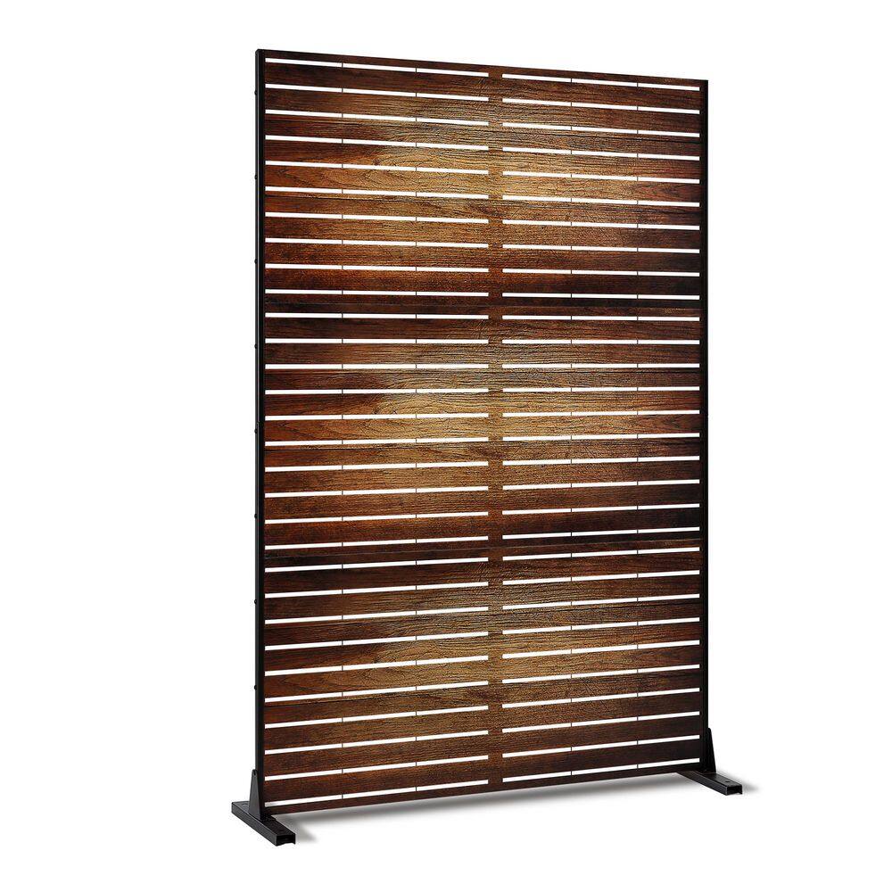 "47"" W x 71"" H Brown Metal Privacy Screen with Wood Grain Finish-Rust-Resistant Panel for Patio & Balcony" price history on PriceWatchPro