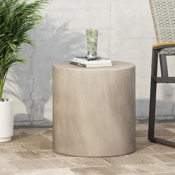 Unbranded Modern Light Gray Concrete Outdoor Patio Side Table, LightWeight and No Assembly Required