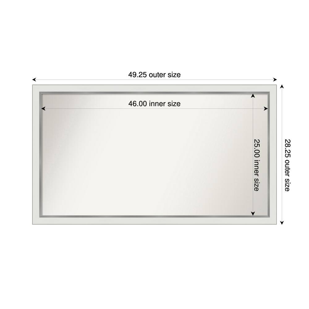 Medium Rectangle Satin White Silver Casual Mirror (28 in. H x 49 in. W) price history on PriceWatchPro