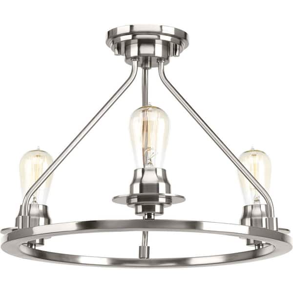 Debut Collection 3-Light Brushed Nickel Semi-Flush Mount