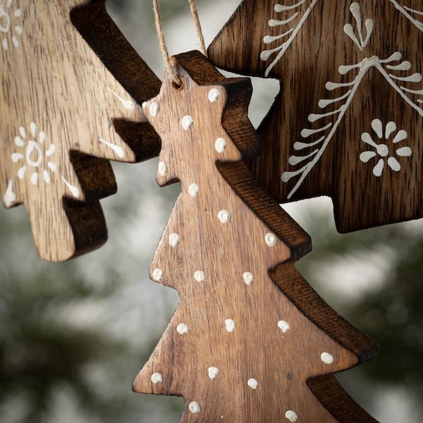 6h Sullivans Wooden Tree Ornament - Set Of 3, Brown Christmas Ornaments :  Target