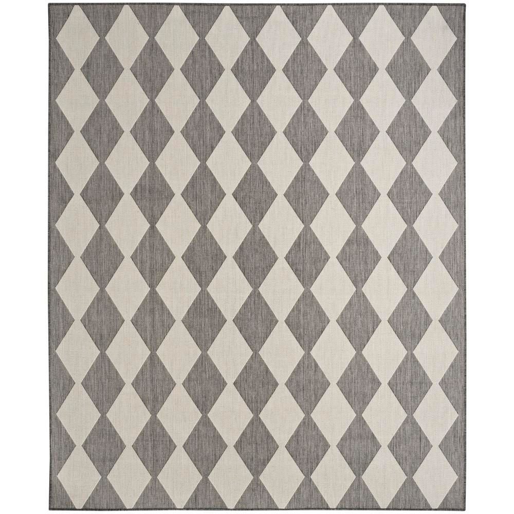 Charcoal and Off-White Diamond Pattern Synthetic 5' x 7' Rug