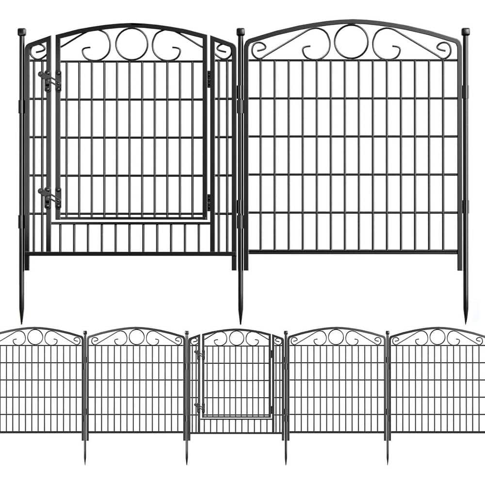 31.3 in. Metal Garden Fence with Gate No Dig Rustproof Animal Barrier for Yard Outdoor Use with Ground Stakes price history on PriceWatchPro
