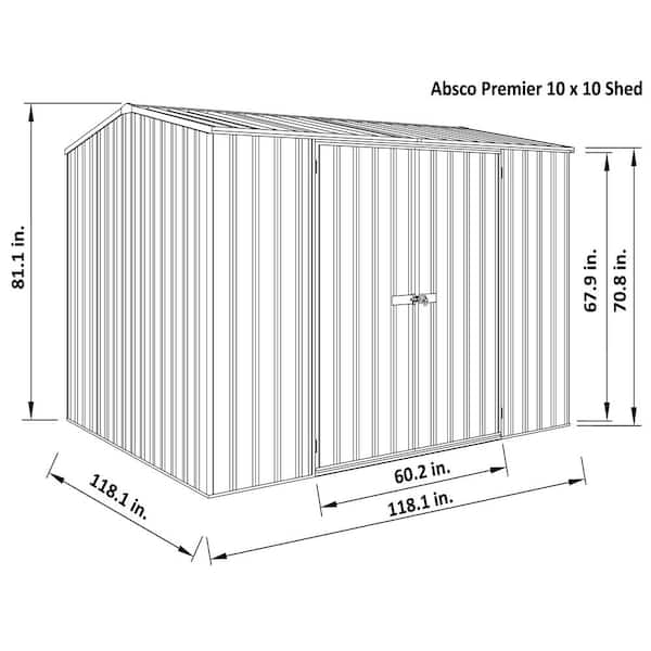 Absco Premier 10 Ft X 10 Ft Woodland Gray Metal Shed Ab1002 The Home Depot