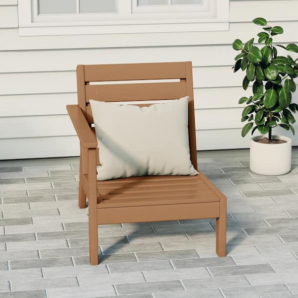 Birchwood Outdoor Patio Deep Seating HDPE Lounge Chair with Left Facing Arm in Teak
