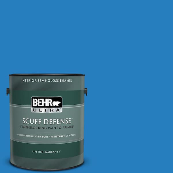 BEHR ULTRA 1 gal. #P510-6 Brilliant Blue Extra Durable Semi-Gloss Enamel Interior Paint & Primer