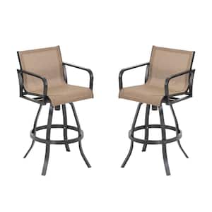 Cast Aluminum Outdoor Bar Stool in Brown (2-Pack)