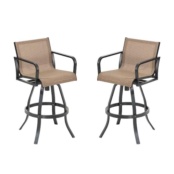 Cast Aluminum Outdoor Bar Stool in Brown (2-Pack)