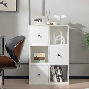 35.5 in. White 6-Cube Bookcase Storage Organizer with 3 Open Cubes 3 Drawers for Home Office