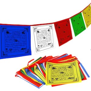 10 in. x 10 in. Tibet Buddhist Prayer Flag - Traditional Five Elements