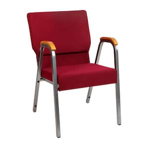 Burgundy Fabric 21 in. W Stacking Wood Accent Arm Side Chair