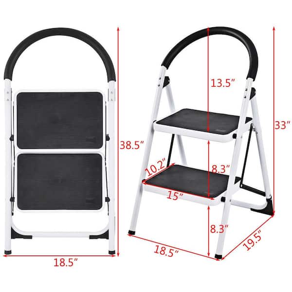 2-Step Iron Frame and PE Pedal Step Stool, 330 lbs.