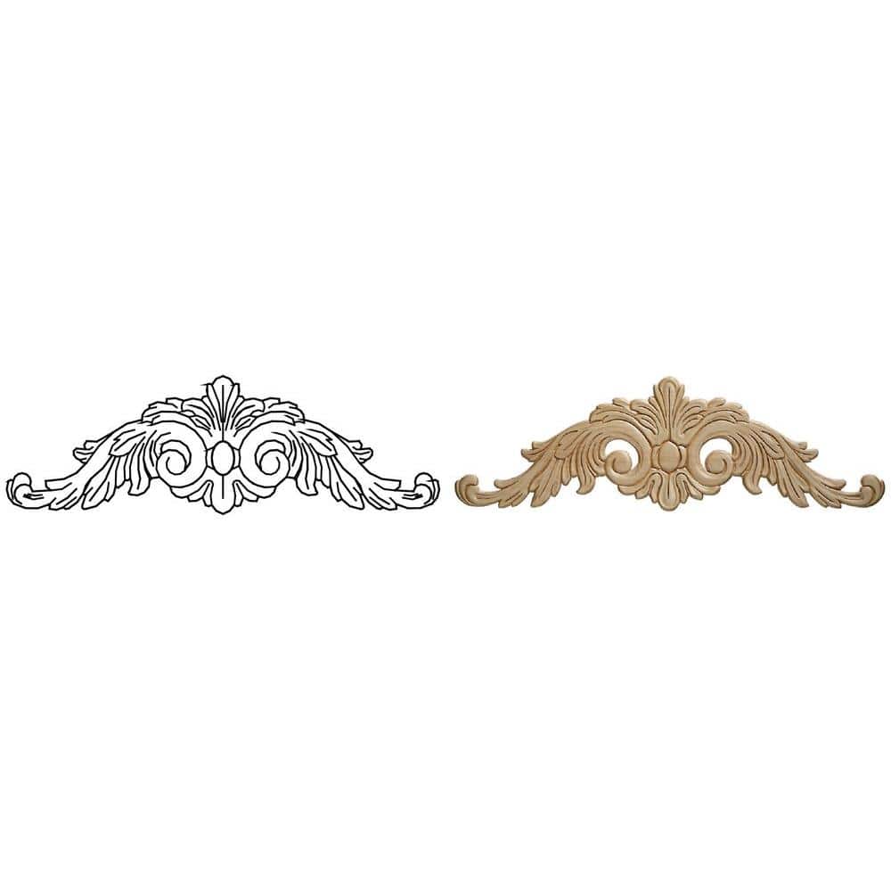 Unfinished Birch Wood Acanthus Scroll Onlay Ornament