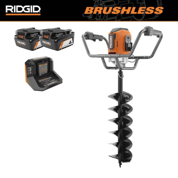 RIDGID 18-Volt Earth Auger with 8 in. Bit and (2) 4.0 Ah Batteries and Charger