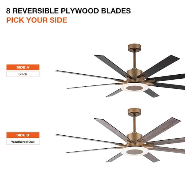 Parrot Uncle 46-in Weathered oak LED Indoor Ceiling Fan with Remote (4-Blade)