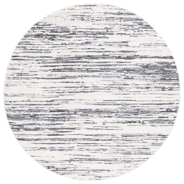 Alamo 7 ft. x 7 ft. Charcoal/Ivory Abstract Round Rug