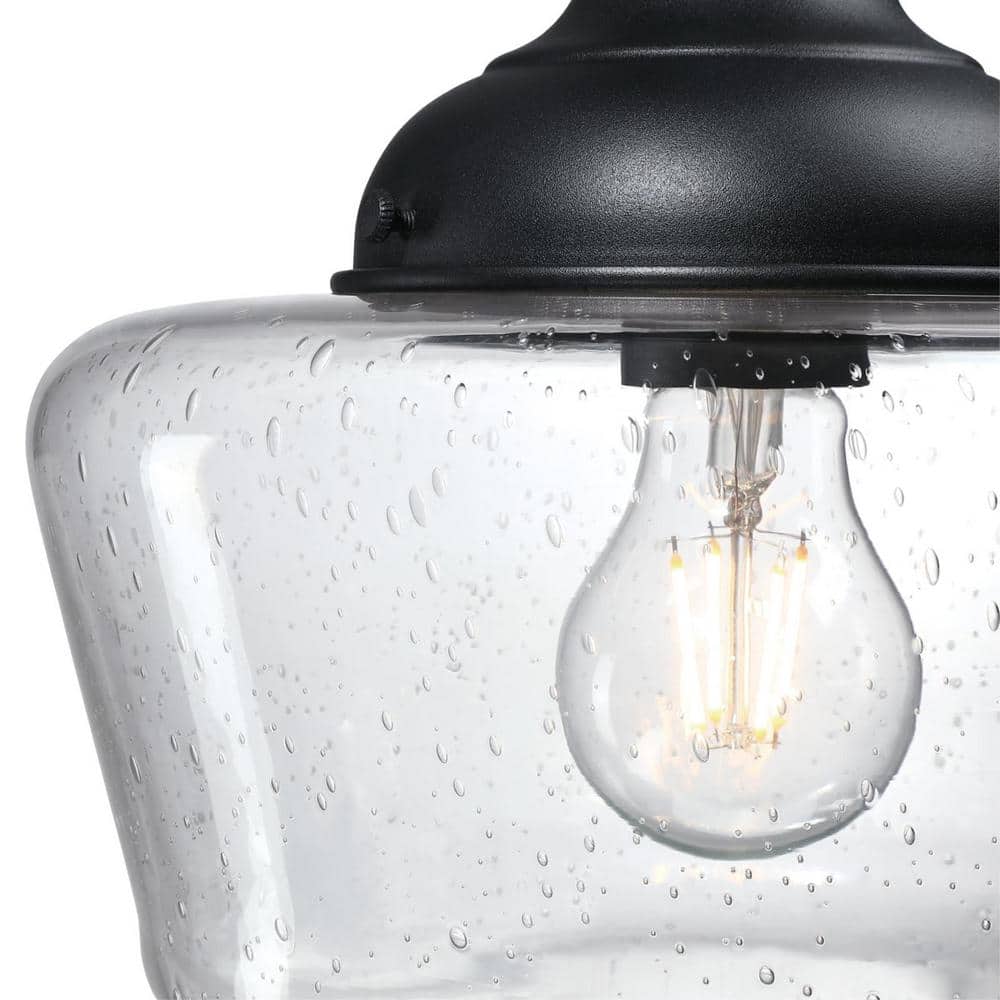 Black and Clear Glass Semi-Flush Mount Ceiling Light