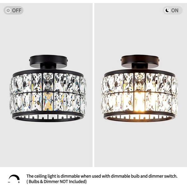 BeamBox 9.3 in. Black Standard Crystal Ceiling Light Fixture