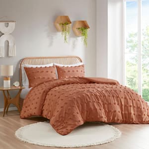 Vera 3-Piece Rust King/Cal King Clip Jacquard Comforter Set