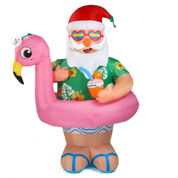 Karl home 5.9 ft. x 4.26 ft. Pre-lit Santa Claus Christmas Inflatable with Swim Ring