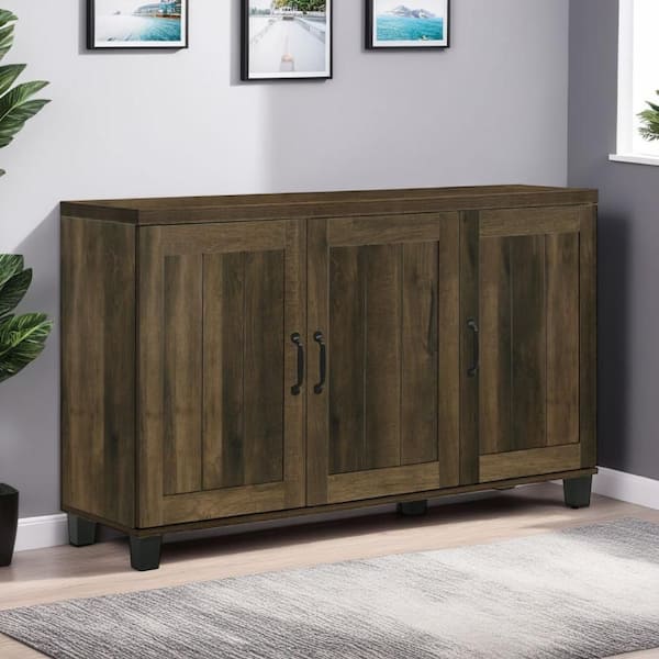Elia Dusty Oak Brown Shoe Storage Cabinet with 3 Doors and 6 Shelves