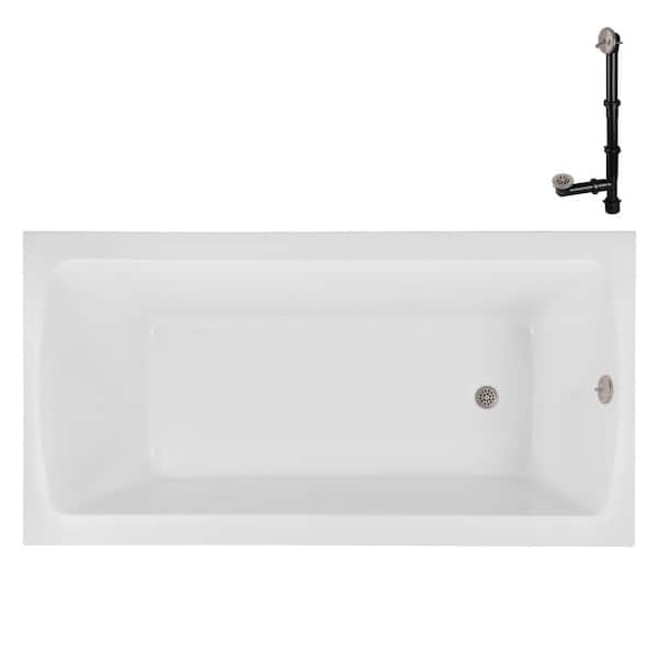 N-4380-754-BNK 72 in. x 36 in. Rectangular Acrylic Soaking Drop-In Bathtub, with Reversible Drain in Brushed Nickel