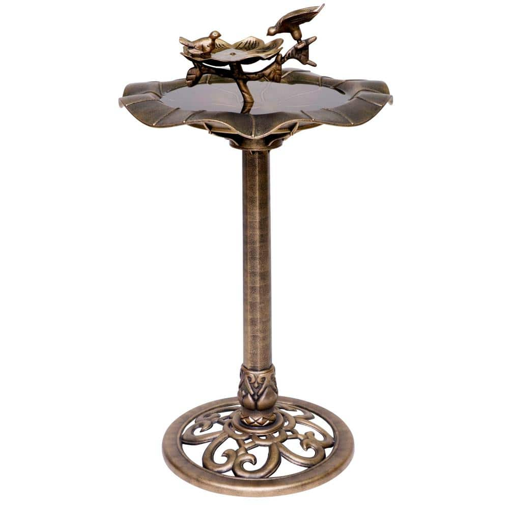 Alpine Corporation 34 in. Tall Pedestal Birdbath Fountain with Bird and ...