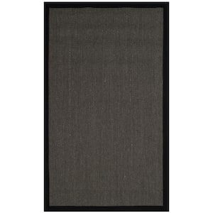 Natural Fiber Anthracite/Black Doormat 3 ft. x 4 ft. Solid Color Border Area Rug