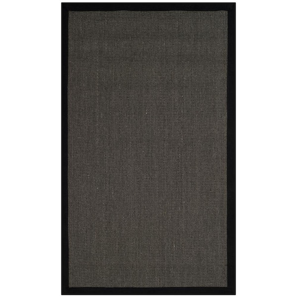 SAFAVIEH Natural Fiber Anthracite/Black Doormat 3 ft. x 5 ft. Border Area Rug