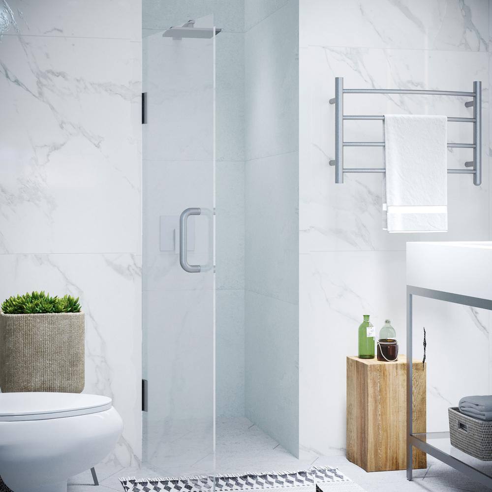 Brushed Nickel 24" x 72" Frameless Hinged Shower Door