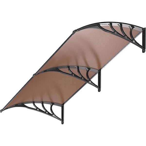 6.6 ft. Polycarbonate Window Door Fixed Awning (40 in. x 80 in.) in Brown