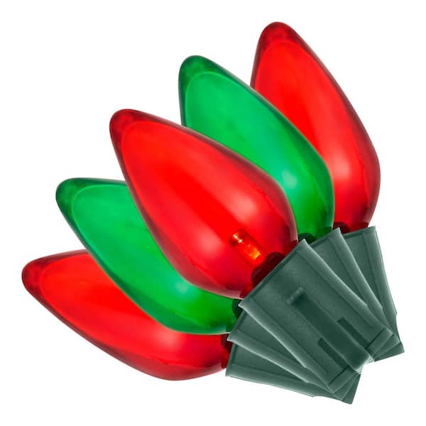 100 Count Red and Green Steady Lit Super-Bright C9 LED Lights