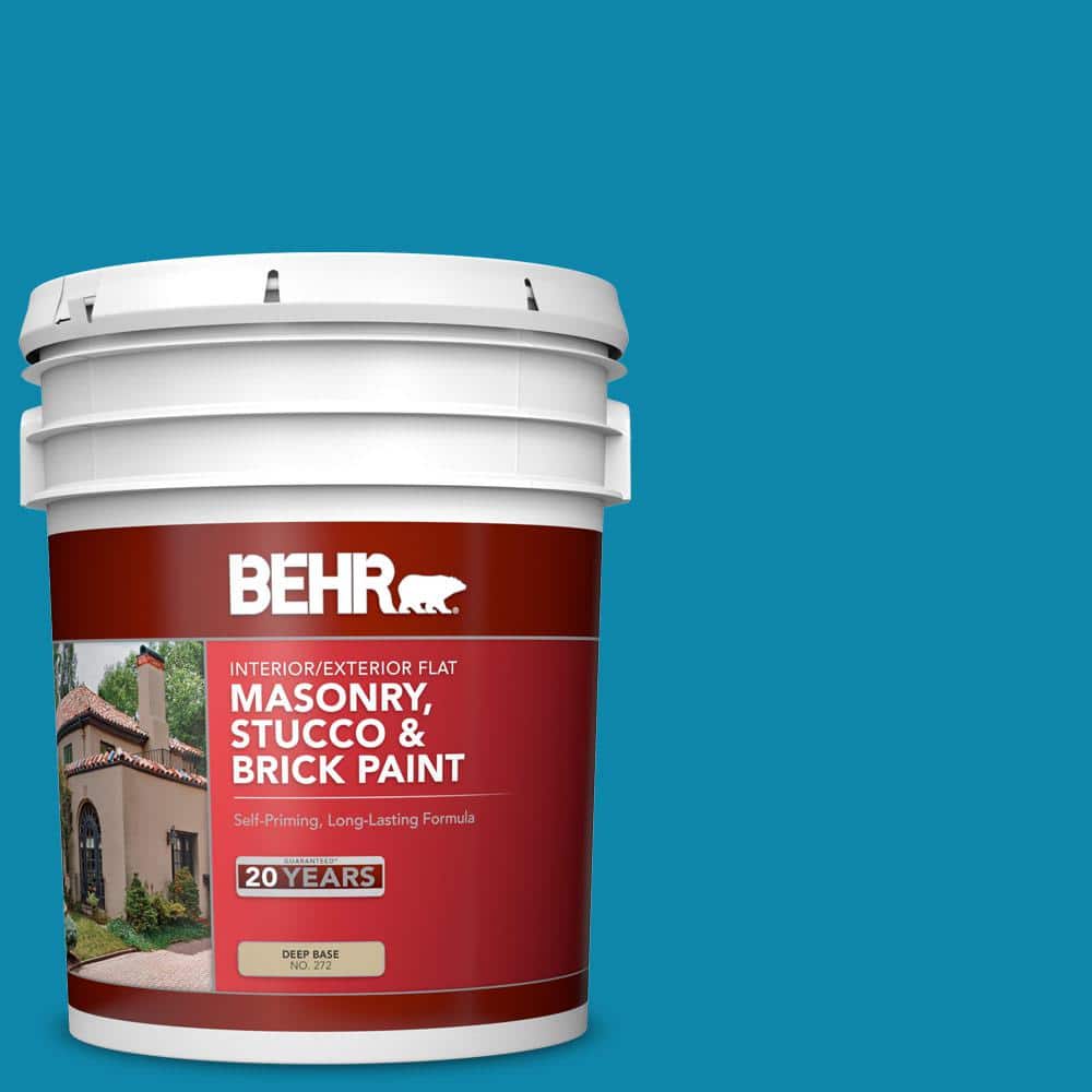 5 gal. #P490-6 Hacienda Blue Flat Interior/Exterior Masonry, Stucco and Bri