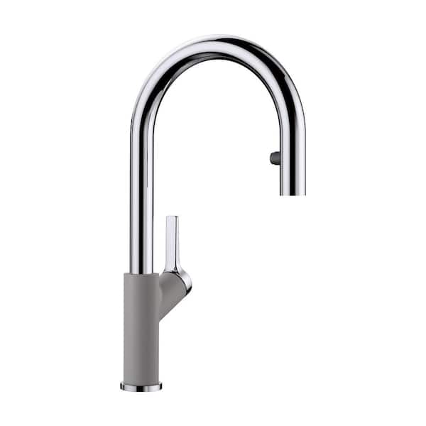 Blanco Urbena Single-Handle Pull Down Sprayer Kitchen Faucet in Metallic Gray/Chrome
