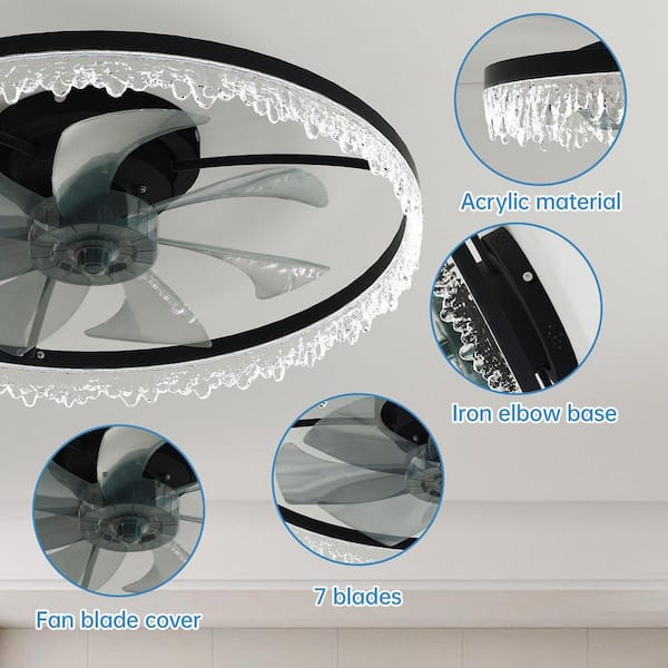 Sunpez 24 in. W Black Ceiling Fan with Remote Control and Light