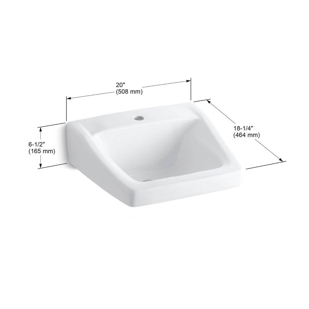 Kingston Rectangular Wall-Mount Bathroom Sink in White Ceramic
