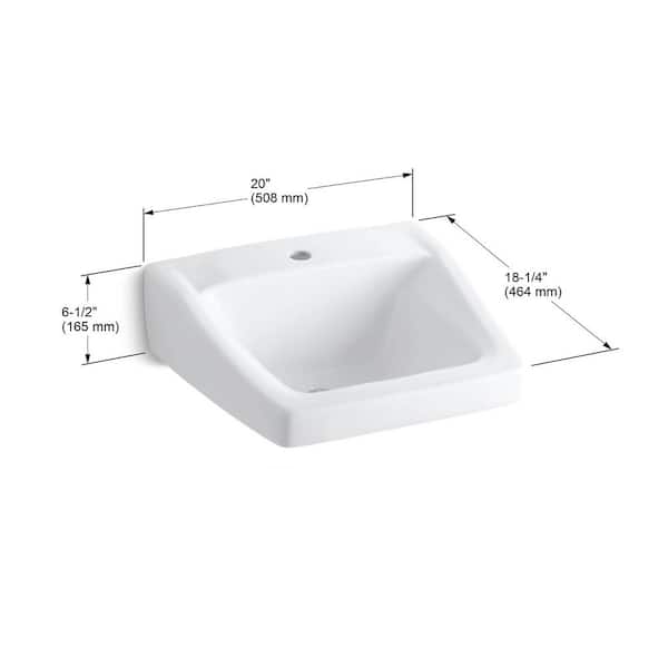 KOHLER Chesapeake Wall-Mount Vitreous China Bathroom Sink in White with Overflow Drain KOHLER Chesapeake Wall-Mount Vitreous China Bathroom Sink in White with Overflow Drain