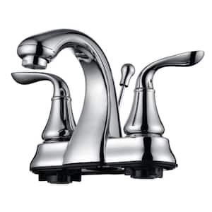 Kree Arc 4 in. Centerset Double-Handle Bathroom Faucet Rust Resist with Drain Assembly in Polished Chrome