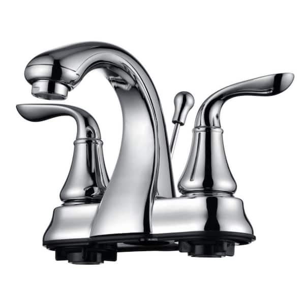 Ultra Faucets Kree Arc 4 in. Centerset Double-Handle Bathroom Faucet Rust Resist with Drain Assembly in Polished Chrome